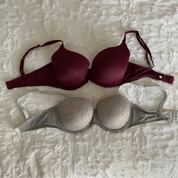 SOLD Victoria’s Secret PINK 36DD‎ Bra Set Red & Grey - Picture 3 of 12